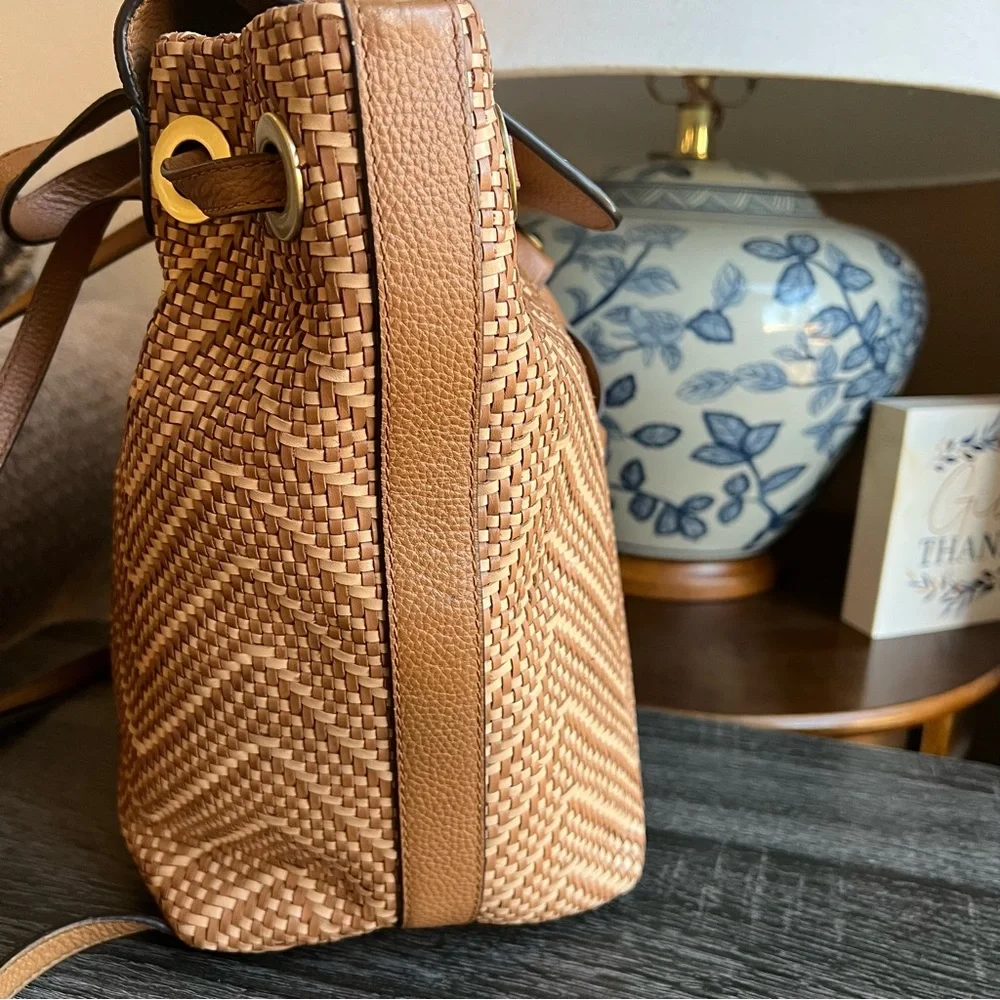 Michael Kors Junie Leather Woven Basket Backpack